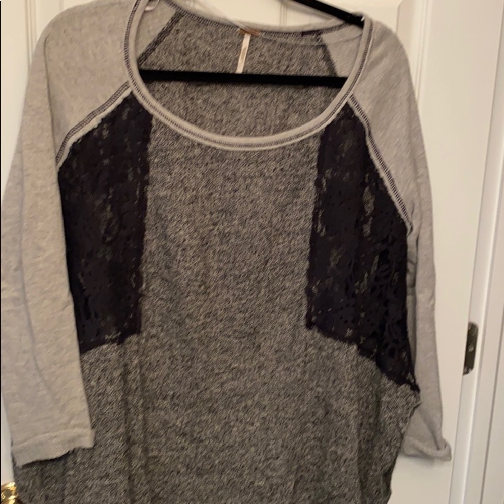 Free People black:gray/lace tunic size XS